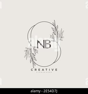 NB Beauty Vektor Initial Logo Art, Handschrift Logo der ersten Unterschrift, Hochzeit, Mode, Schmuck, Boutique, Blumen und botanische mit kreativen temp Stock Vektor