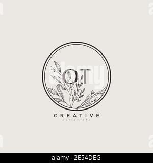 OT Beauty Vektor Initial Logo Art, Handschrift Logo der ersten Unterschrift, Hochzeit, Mode, jewerly, Boutique, floral und botanisch mit kreativen temp Stock Vektor