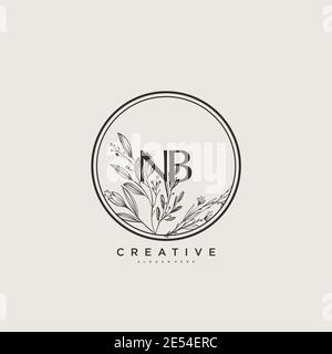 NB Beauty Vektor Initial Logo Art, Handschrift Logo der ersten Unterschrift, Hochzeit, Mode, Schmuck, Boutique, Blumen und botanische mit kreativen temp Stock Vektor