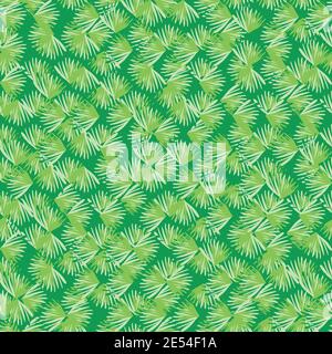 Vektor Truchet geometrische Gras Textur nahtlose Muster Hintergrund. Monochromer grüner Hintergrund mit zufällig gefliesten Rasenelementen. Handgezeichnete Formen Stock Vektor