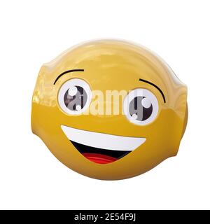 Gelber Roboter-Emoticon mit lachendem Gesicht. 3d-Rendering Stockfoto