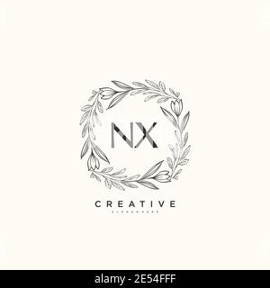 NX Beauty Vektor Initial Logo Art, Handschrift Logo der ersten Unterschrift, Hochzeit, Mode, Schmuck, Boutique, Blumen und botanische mit kreativen temp Stock Vektor