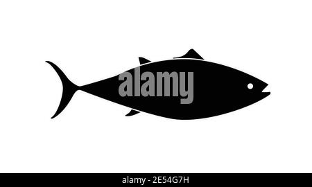 Vektor isolierte Illustration eines Fisches. Schwarz-Weiß-Fisch-Illustration oder -Symbol Stock Vektor