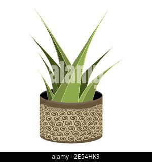 Kaktus grün in einem Top, exotische Pflanze, Botanik Vektor-Illustration Stock Vektor