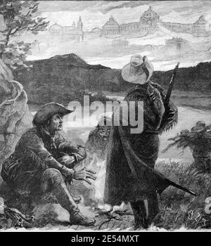 Französische Kolonisten oder französische Eroberung von Mississippi in der frühen C18th USA oder USA 1904 Vintage Illustration oder Gravur Stockfoto