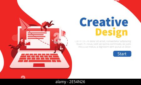 Gruppe von kleinen Leuten doin UI und UX Design oder Online-Chat-Anwendung. Kann für Präsentation, Web, Banner, Landing Page Vorlage verwendet werden. Vektorgrafik Stock Vektor