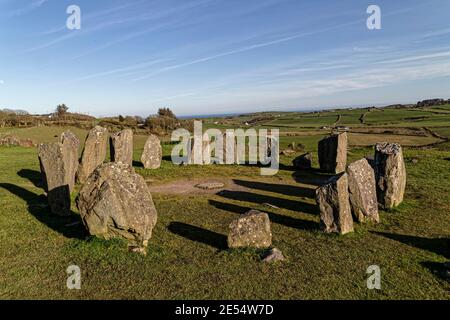 Drombeg, County Cork, Irland. April 2016. Der Steinkreis von Drombeg (auch bekannt als der Altar der Druiden) ist ein 9,3 m Durchmesser. Stockfoto