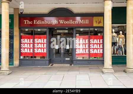 Die Edinburgh Woolen Mill, Stall Street, Bath, England Stockfoto