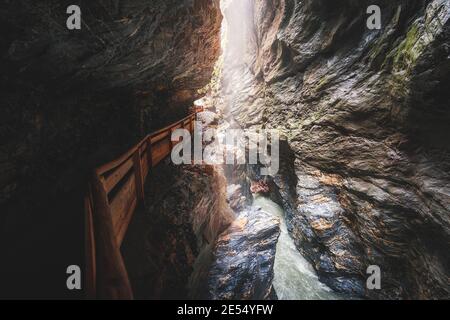 Liechtensteiner Schlucht in den Oberaustrischen Alpen. Stockfoto