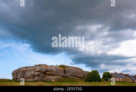 Der bemerkenswerte Weiler Meneham in der Bretagne, Frankreich. Stockfoto