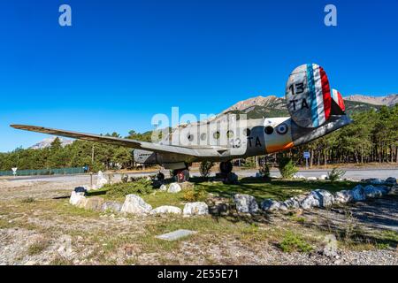 Segelflugzentrum Ubaye bei Barcelonnette. Barcelonnette ist eine Gemeinde im Département Alpes-de-Haute-Provence in Frankreich Stockfoto