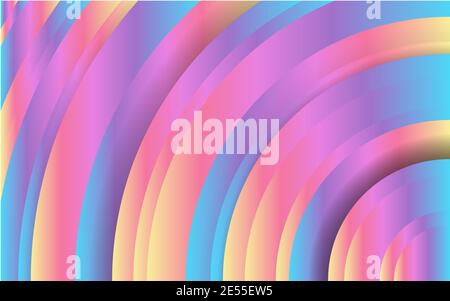 Rainbow farbige Flüssigkeit kreisförmige Formen, futuristische Gradienten, minimales Muster, Pastell kreisförmige Welle Broschüre. Bunte geometrische Hintergrund, minimal col Stockfoto