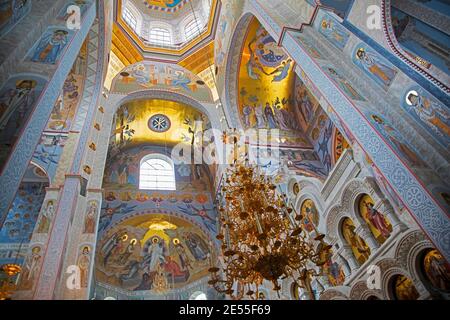 Die Allerheiligenkirche wurde an der Stelle errichtet, an der Zar Nikolaus II. Und seine Familie in Jekaterinburg, im Gebiet Swerdlowsk, Sibirien, Russland, ermordet wurden Stockfoto