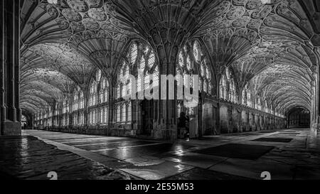 Der Kreuzgang der Gloucester Cathedral. Stockfoto