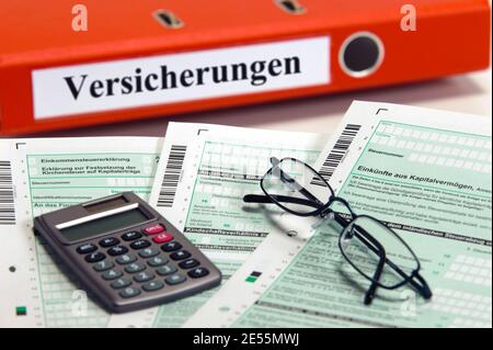 Formular für Finanzamt und Versicherung Stockfoto