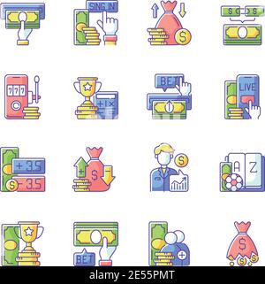 RGB-Farbsymbole für Sportwetten eingestellt Stock Vektor