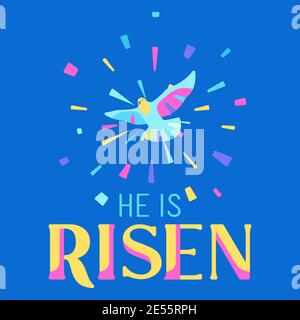 Er ist auferstanden. Frohe Ostern Grußkarte. Stock Vektor