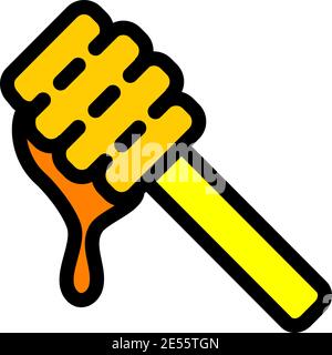 Honey einfache Linie Farbe Symbol Vektor Illustration. Honey Dripper Logo Stock Vektor
