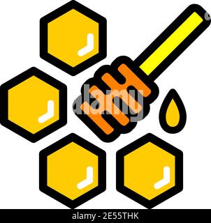 Honey einfache Linie Farbe Symbol Vektor Illustration. Honey Dripper Logo Stock Vektor