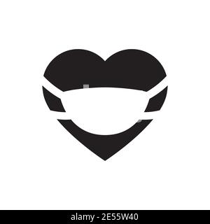 Symbol für Herzmaske auf weißem Hintergrund isoliert Stock Vektor