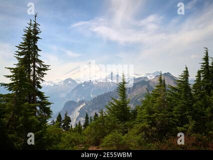 Mt Baker Whatcom County Washington State. Der Gipfel des Mt. Baker vom Artist Point aus gesehen. Washington, USA. Stockfoto