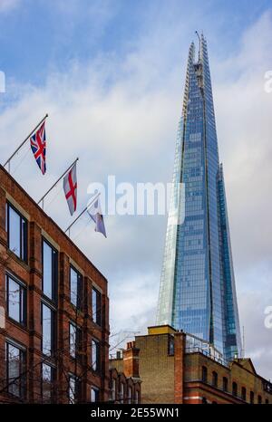 Ein Bild des Shard Wolkenkratzers während des Baus. Stockfoto