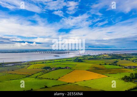 Luftaufnahme der Severn Bridge in South Wales. Stockfoto