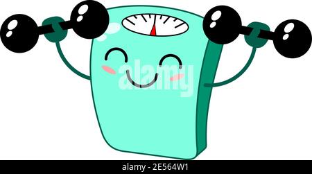 Lustige Badezimmer kawaii Maßstab Maskottchen Charakter gesunde Konzept Vektor Illustration Isoliert Stock Vektor