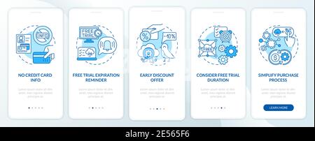 Kostenlose SaaS-Testversion Marketing Onboarding mobile App Seite Bildschirm mit Konzepte Stock Vektor