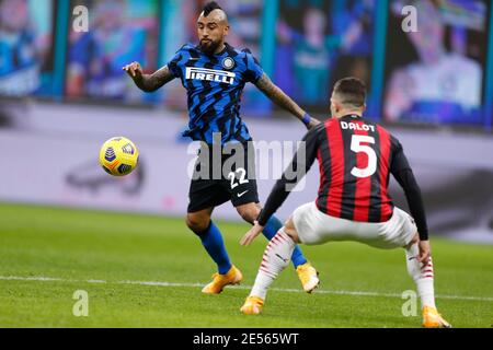 Mailand, Italien. Januar 2021. Arturo Vidal (FC Internazionale) während FC Internazionale gegen AC Mailand, Italienischer Fußball Coppa Italia Spiel in Mailand, Italien, Januar 26 2021 Kredit: Unabhängige Fotoagentur/Alamy Live Nachrichten Stockfoto