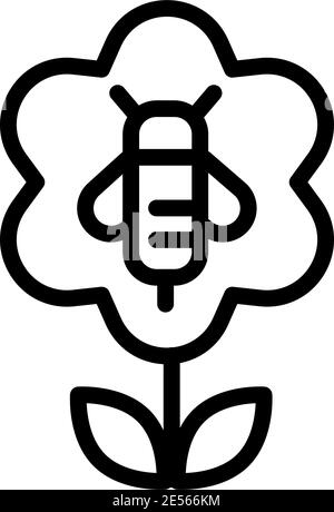 Biene auf Blume, Imkerei, Imkerei einfache Farblinie Symbol oder Logo. Stock Vektor