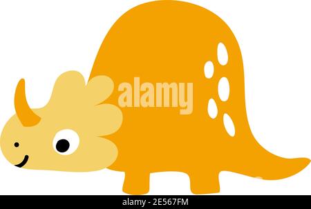 Kleine orange niedlichen Dinosaurier. Vektor skandinavische Illustration für die Färbung Zeichnung Bild Cartoon. Kinder Dino Bild isoliert auf weiß. Baby Monster Stock Vektor
