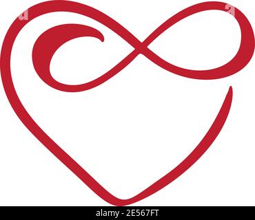 Herz Liebe Zeichen für immer. Infinity Romantic Symbol geschnitten verknüpft, beitreten, Leidenschaft und Hochzeit Logo. Vorlage für T-Shirt, Karte, Poster. Flaches Element entwerfen Stock Vektor
