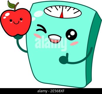 Lustige Badezimmer kawaii Maßstab Maskottchen Charakter gesunde Konzept Vektor Illustration Isoliert Stock Vektor