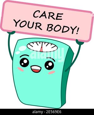 Lustige Badezimmer kawaii Maßstab Maskottchen Charakter gesunde Konzept Vektor Illustration Isoliert Stock Vektor