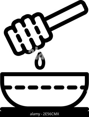 Honey einfache Linie Farbe Symbol Vektor Illustration. Honey Dripper Logo Stock Vektor