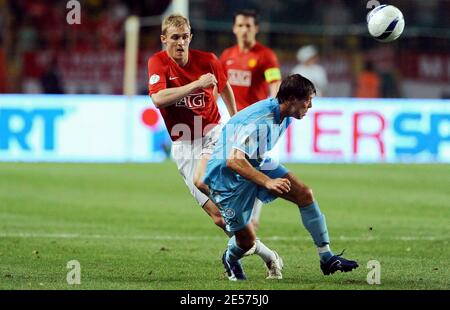 Darren Fletcher während des UEFA Super Cup Finales, Manchester United gegen Zenit St. Petersburg im Stade Louis II in Monaco, am 29. August 2008. Foto von Steeve Mc May/Cameleon/ABACAPRESS.COM Stockfoto