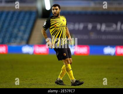 The Den, Bermondsey, London, Großbritannien. Januar 2021. English Championship Football, Millwall Football Club gegen Watford; Troy Deeney von Watford Kredit: Action Plus Sports/Alamy Live News Stockfoto