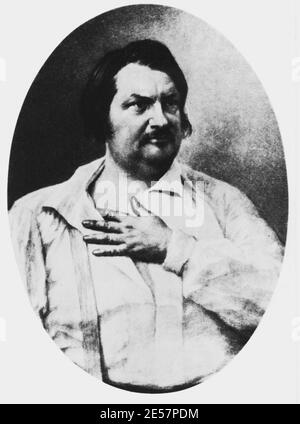 Der französische Schriftsteller Honore' DE BALZAC ( Tours 1799 - Paris 1850 ) , Foto von Felix Nadar - SCRITTORE - LETTERATURA - LITERATUR - letterato - Portrait - ritratto - baffi - Schnurrbart ---- Archivio GBB Stockfoto