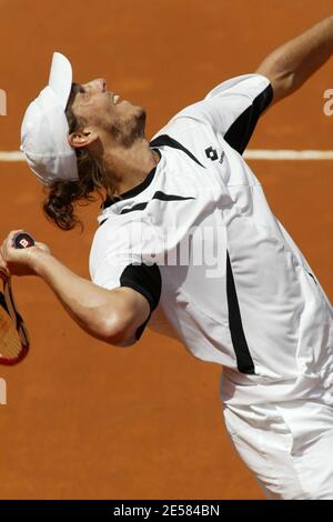 ATP Master Series 'Internazionali BNL D'Italia 2007' Match zwischen Andy Roddick, USA, und Gaston Gaudio, Argentinien, im Foro Italico in Rom, Italien. 2007. [[cal]] Stockfoto