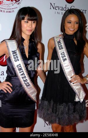 Criss Angel, Miss USA Rachel Smith, Miss Universe Riyo Mori und Larry King nehmen an der Rock for the Cure 2007 Teil, die vom Nevada Cancer Institute in Mandalay Bay in Las Vegas, NV, veranstaltet wird. 11/15/07. [[cas]] Stockfoto