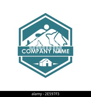 Vintage Mountain Cabin Logo Design Vektor Stock Vektor