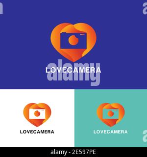 Bunte Liebe Kamera Logo Design Vektor Stock Vektor
