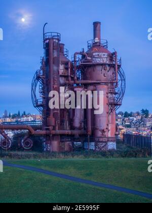 Gas Works Park ist ein Park in Seattle, Washington, USA. Es ist ein 19.1-Acre (77,000 m2) öffentlicher Park auf dem Gelände des ehemaligen Seattle GA Stockfoto