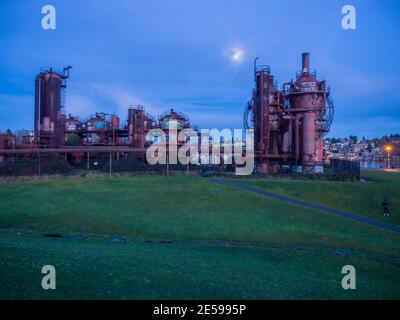 Gas Works Park ist ein Park in Seattle, Washington, USA. Es ist ein 19.1-Acre (77,000 m2) öffentlicher Park auf dem Gelände des ehemaligen Seattle GA Stockfoto