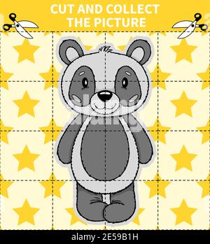 Kinder Bord Tier Spiel Puzzle für Vorschulkinder und Grundschule Studenten Arbeitsblätter.Seite lesen und passen für Kinder Lehrbuch Stock Vektor