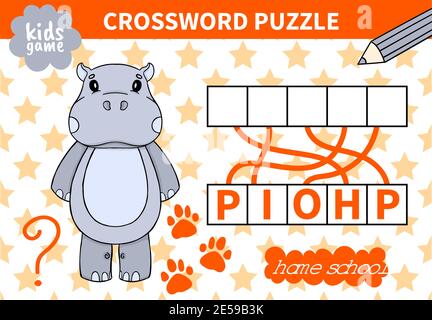 Kinder Bord Tier Spiel Kreuzworträtsel für Vorschulkinder und Grundschüler worksheets.Page lesen und für Kinder Bildungsbuch entsprechen. Stock Vektor