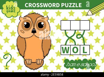 Kinder Bord Tier Spiel Kreuzworträtsel für Vorschulkinder und Grundschüler worksheets.Page lesen und für Kinder Bildungsbuch entsprechen. Stock Vektor