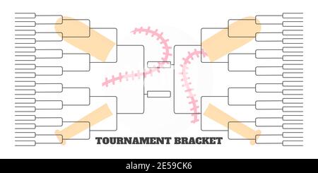 64 Team Turnier Bracket Meisterschaft Vorlage flachen Stil Design Vektor Illustration isoliert auf weißem Hintergrund. Championship Bracket Zeitplan für Stock Vektor