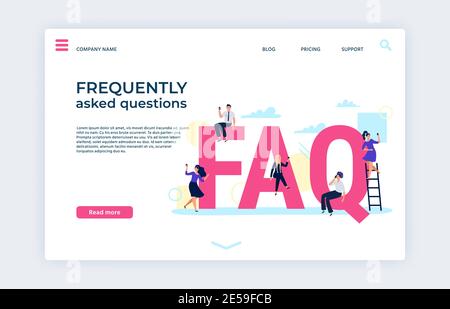 Häufig gestellte Fragen Landing Web Page Template Stock Vektor
